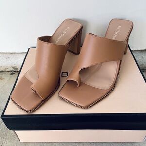 BCBG Tan Open toe heel slide